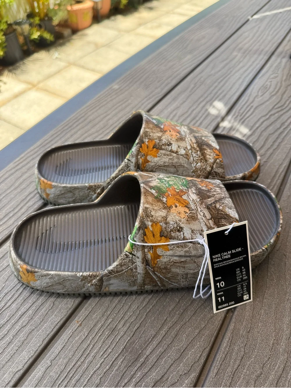 Nike Calm Slide Sandals M10/W11 Realtree Camo Edge Baroque Brown IB2885 200 NEW